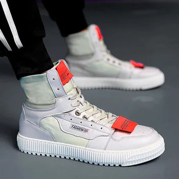 

New Men Shoes High Top Sneakers Men Casual Shoes Lace-up Breathable White Shoes Chaussure Homme Trainers Tenis Masculino Adulto