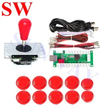 Joystick darcade rouge avec boule ovale, boutons poussoirs darcade de 24mm/30mm, encodeur USB à 2 broches, câble métallique, Kit dassemblage autonome, livraison gratuite 