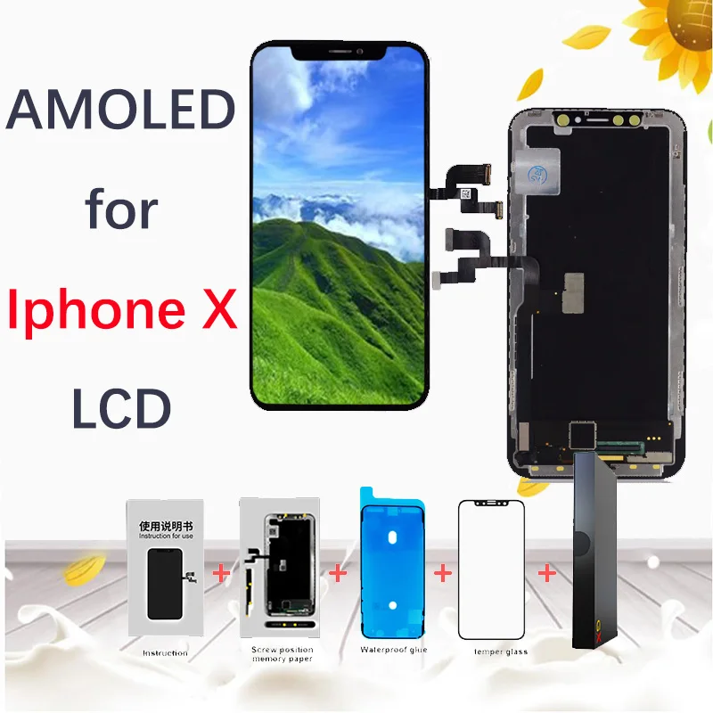 Big Deal  2pcs/lot OEM GX AMOLED Quality LCD For iPhone X LCD Display With Touch Screen Digitizer Assembly Re 