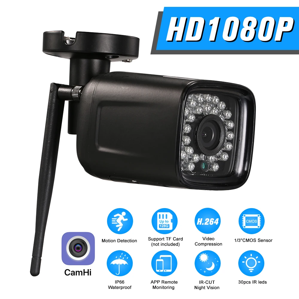 

1080P Bullet WIFI Camera Wireless IP Camera Phone APP Control Motion Detection Night Vision for CCTV Home Surveillance Security