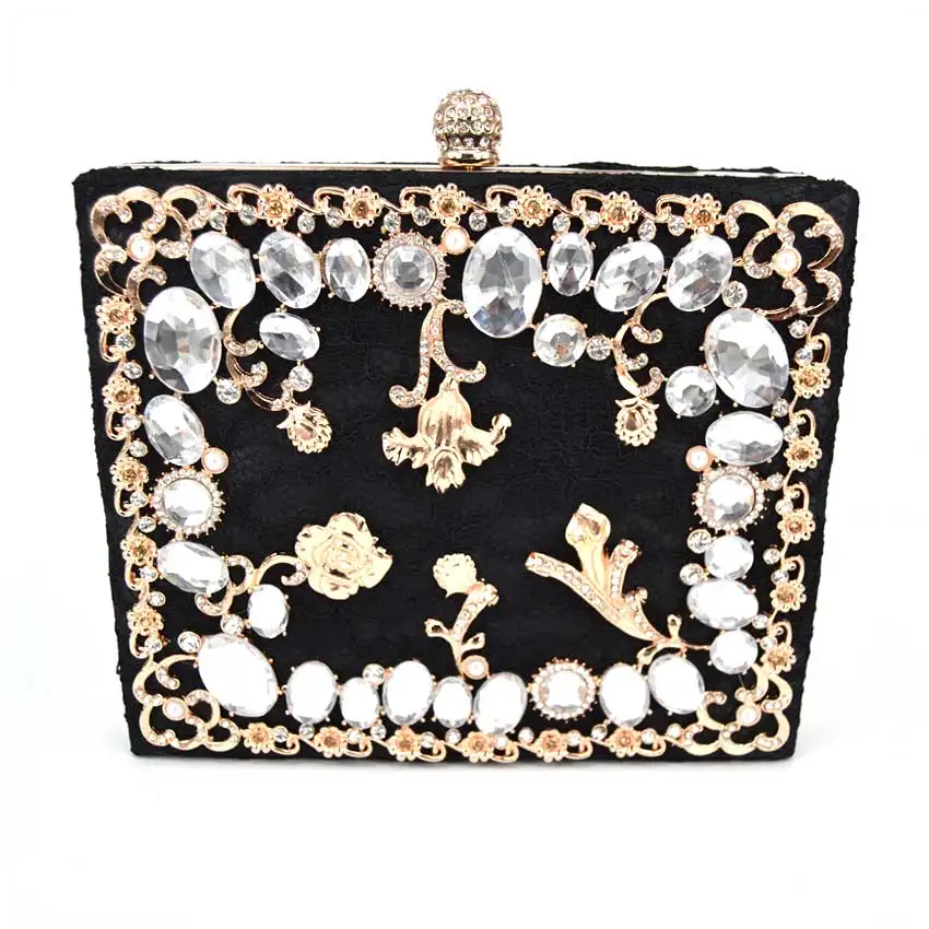 New Single Side Diamond Crystal Black Evening Bags Clutch Bag Hot Styling Day Clutches Lady Wedding woman bag Rhinestones Purse