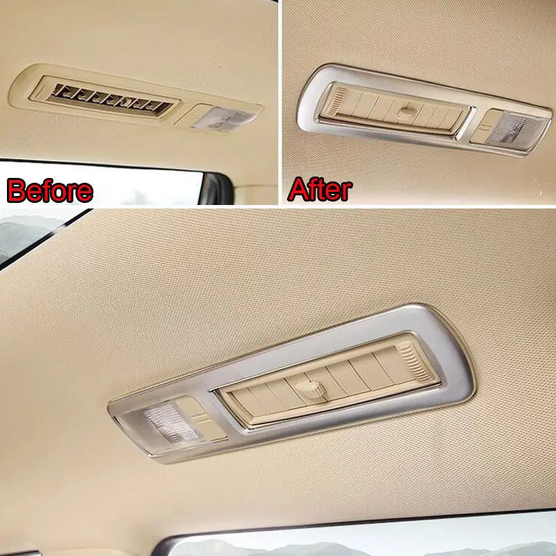 4Pcs ABS Matt Car Interior Roof Rear Reading Light Lamp Frame Cover