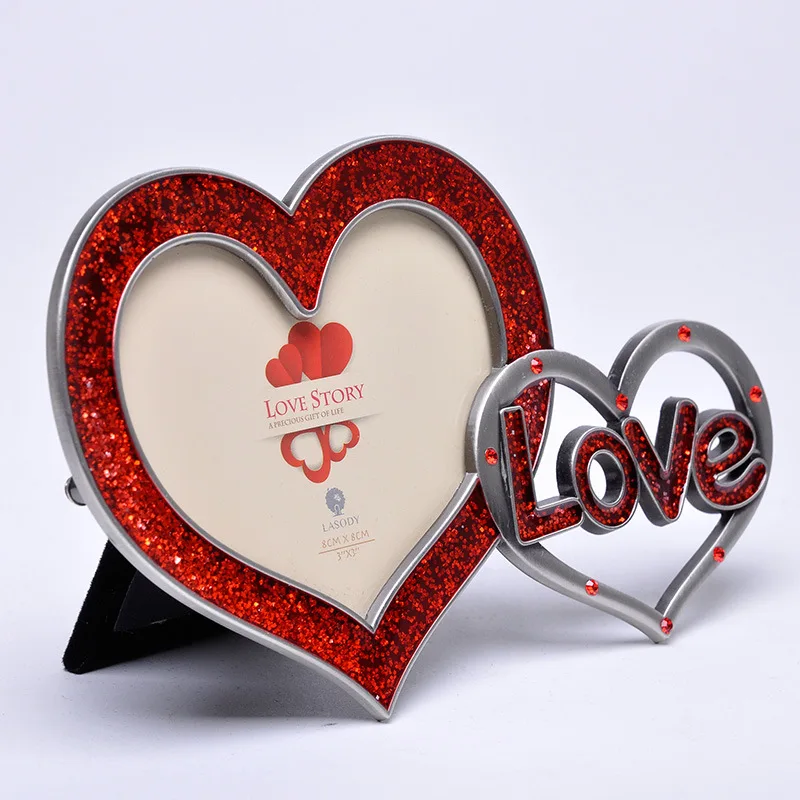 New Fashion luxury Red Crystal heart Photo frame Lovely