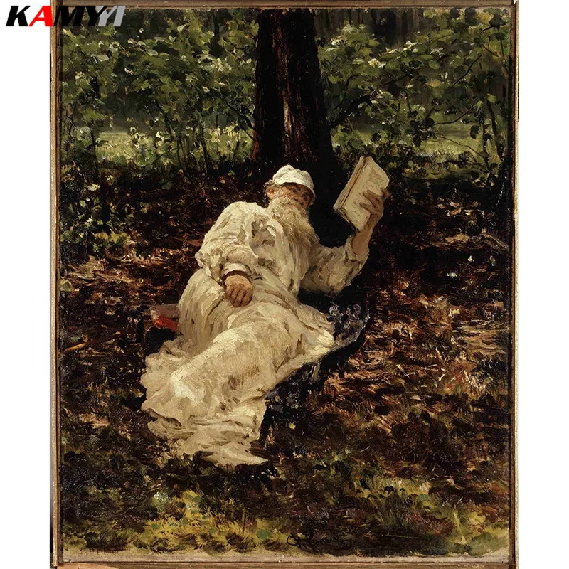 

Full Square Round Drill 5D DIY Diamond Painting Old man reading a book Embroidery Cross Stitch Mosaic Home Decor Gift ZX