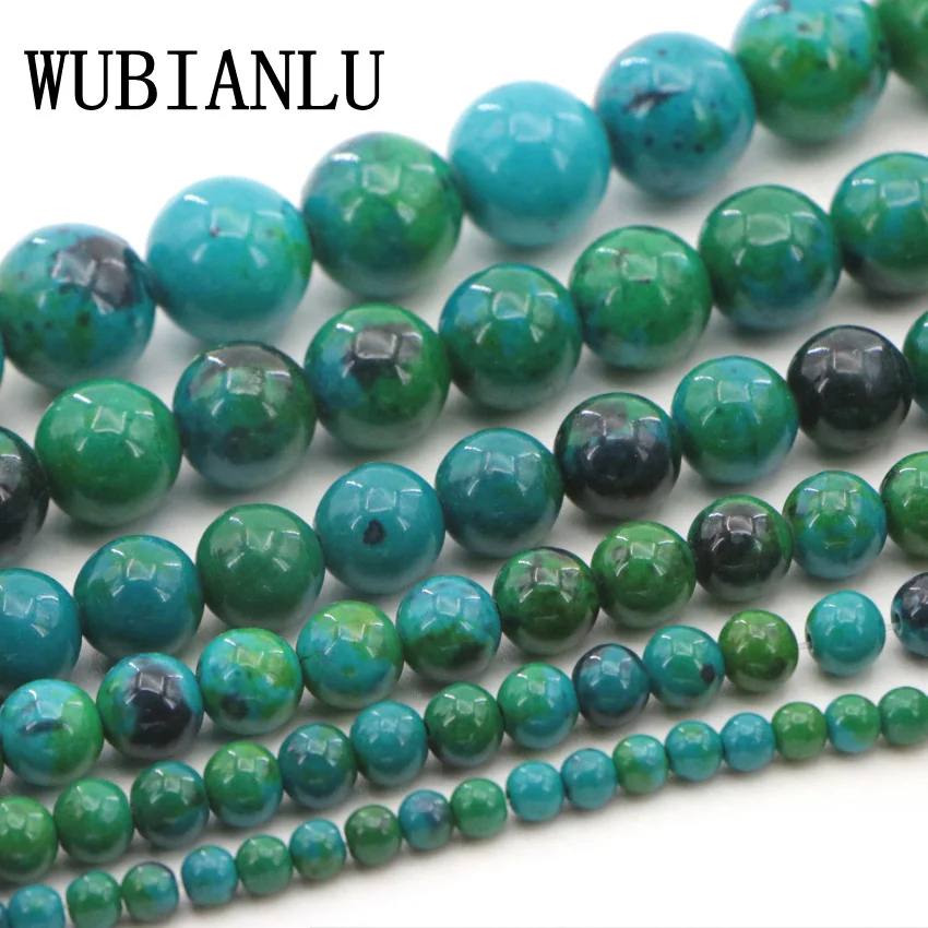 1 High Quality 4-14mm natural Dark green semi-precious Round ball Phoenix stone loose beads for DIY Fashion charms (3)