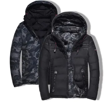 

Winter new men's cotton jacket casual hooded thick coat down jacket Solid color large size Parkas M-3XL