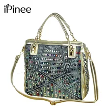 IPinee, модная брендовая роскошная сумка, дизайнерские сумки, высокое качество, золотые бриллиантовые тканые джинсовые сумки