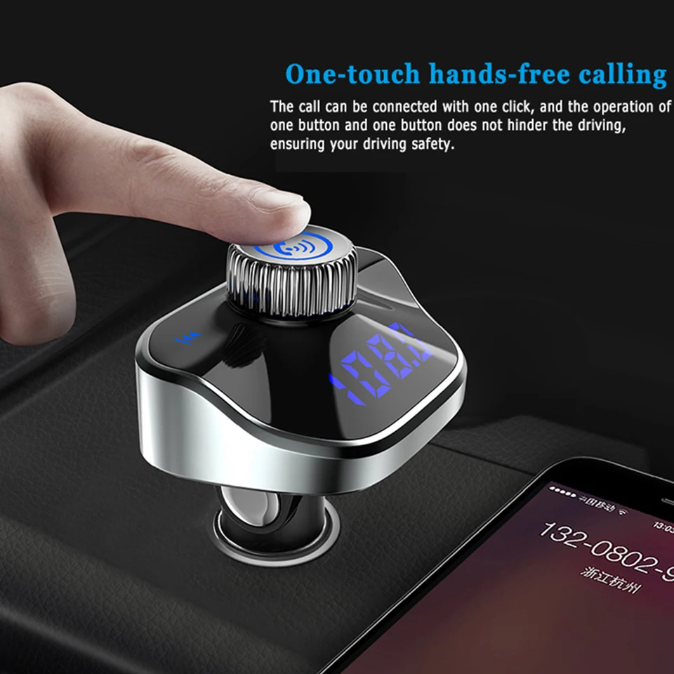 

VJOYCAR New Wireless FM Transmitter Bluetooth V4.2 Car Kit Handsfree Aux Modulator Dual USB Quick Charger LCD Display MP3 Player
