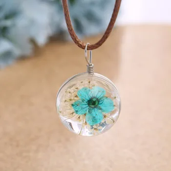 

Valentine's Day gift wife Women natural dried flower pendant rope chain chokers necklace jewelry 3552