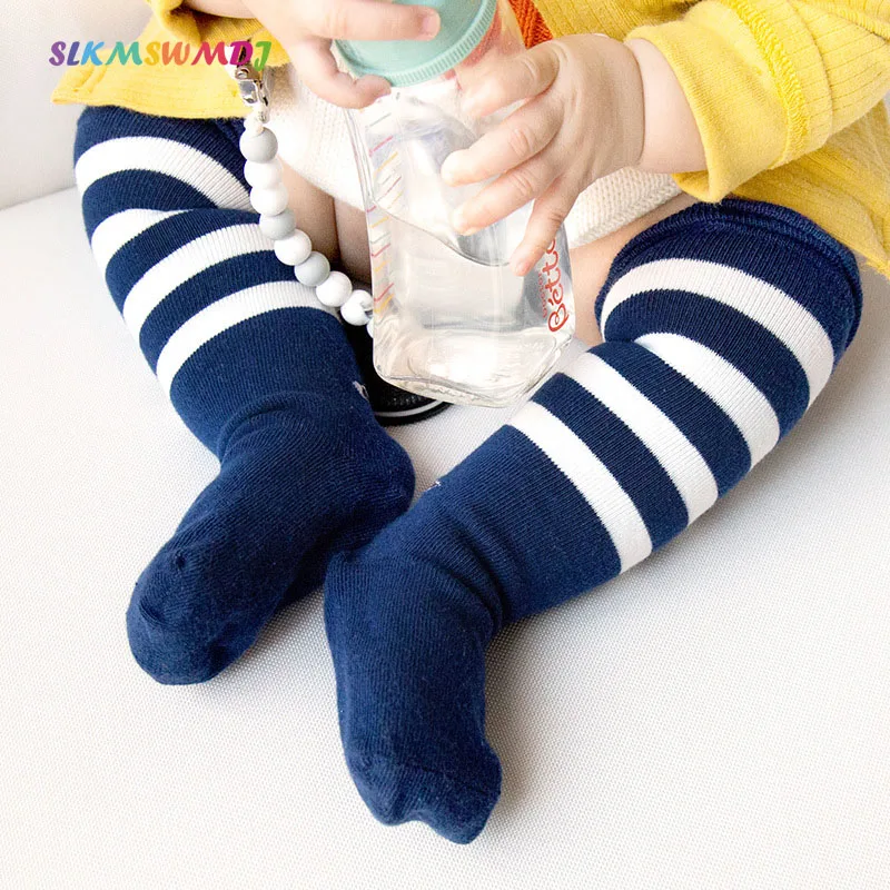 

SLKMSWMDJ spring autumn new cotton stockings baby boys and girls over knee baby stripes pattern stockings for 0-1-3 years old