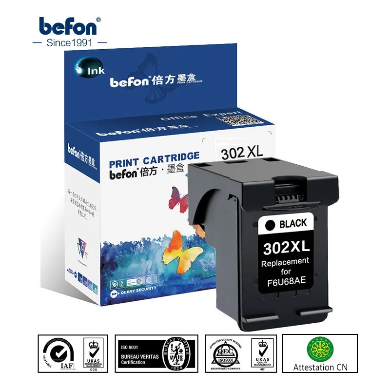 befon Compatible 302XL Cartridge Replacement for HP 302 HP302 Black Ink