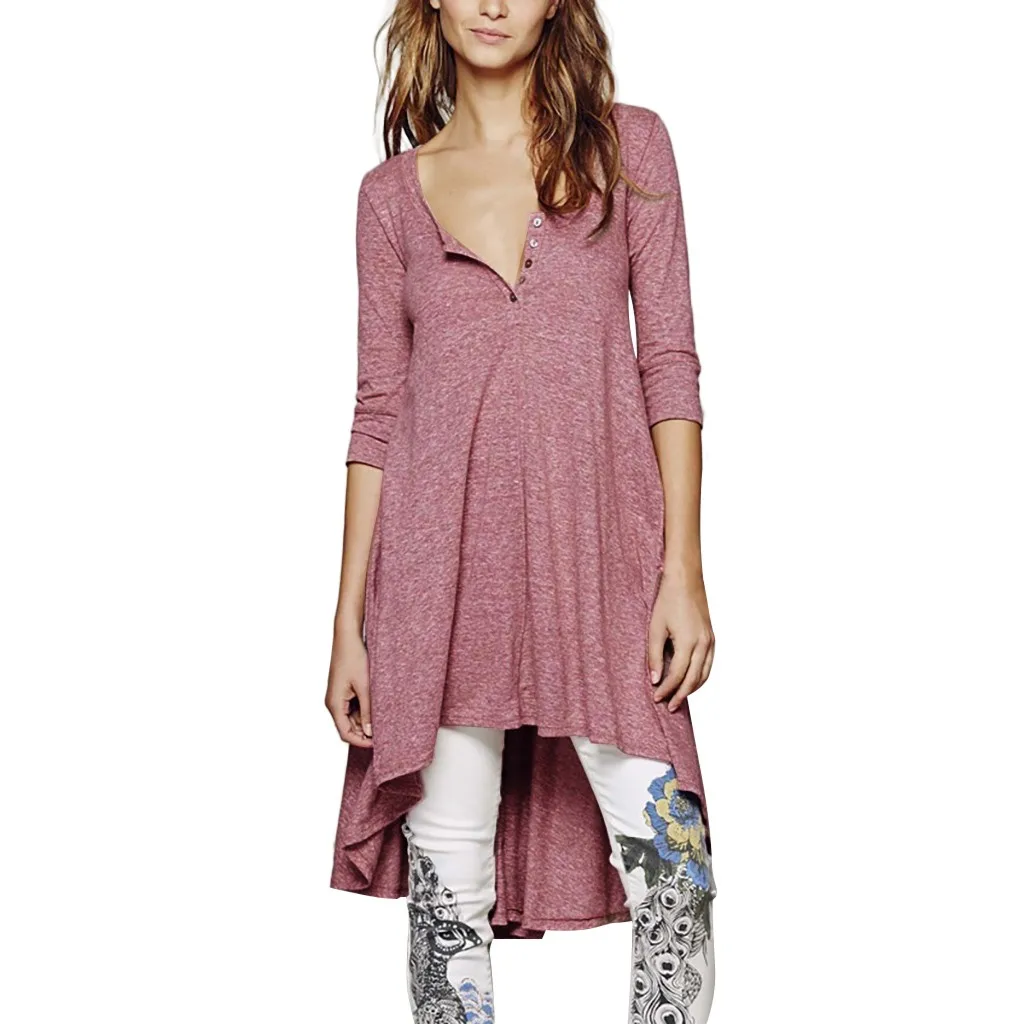 

Plus Size Autumn maternity dress 2019 Women Maternity Half Sleeve Casual Sexy Asymmetry Hem Loose Dress zwangerschaps kleding