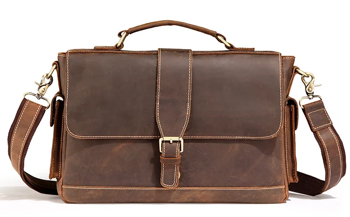 

Multi-Function Genuine Leather Briefcases Male Shoulder Cross Body Laptop Business Laptop Travel Bag Vintage Cowhide HandbagD832