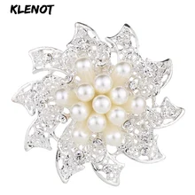 Простые брошки Жемчужный Цветок для женщин Серебряный цвет стразы Хрустальная брошь с букетом Пальто аксессуары кардиган декоративные булавки