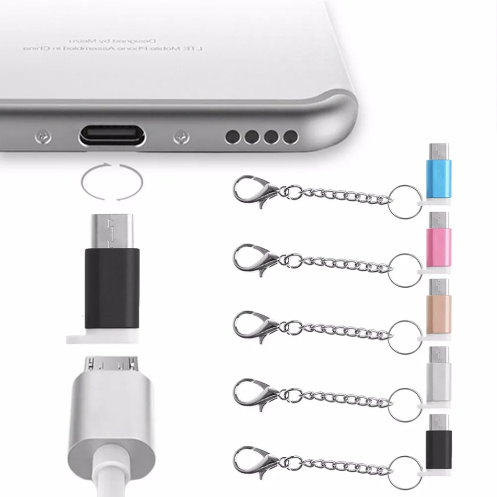 USB C 3 1 Type папа к Micro Женский адаптер с цепочкой для ключей от потери|Переходники и