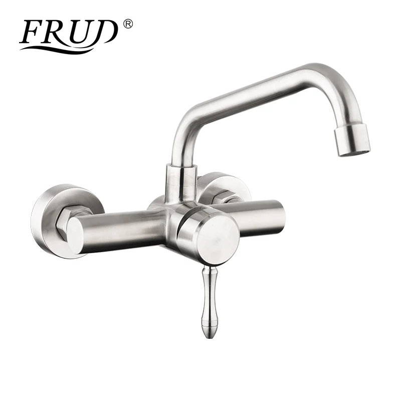 

FRUD High Quality Kitchen Faucet Wall Mounted Single Handle 304 Stainless Water Taps Swivel Mixer Tap Crane for Kitchen Y40085