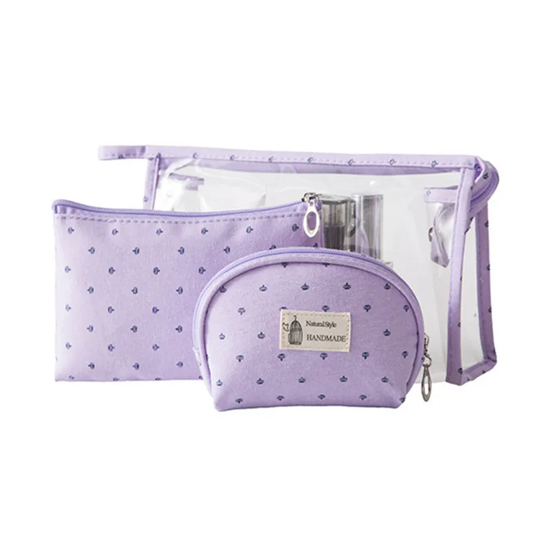 

MODYCON 3PCS/Set Fashion Brand Cosmetic Bags Waterproof Neceser Portable Make Up Bag Women PVC Pouch Travel Toiletry Bag Blosa