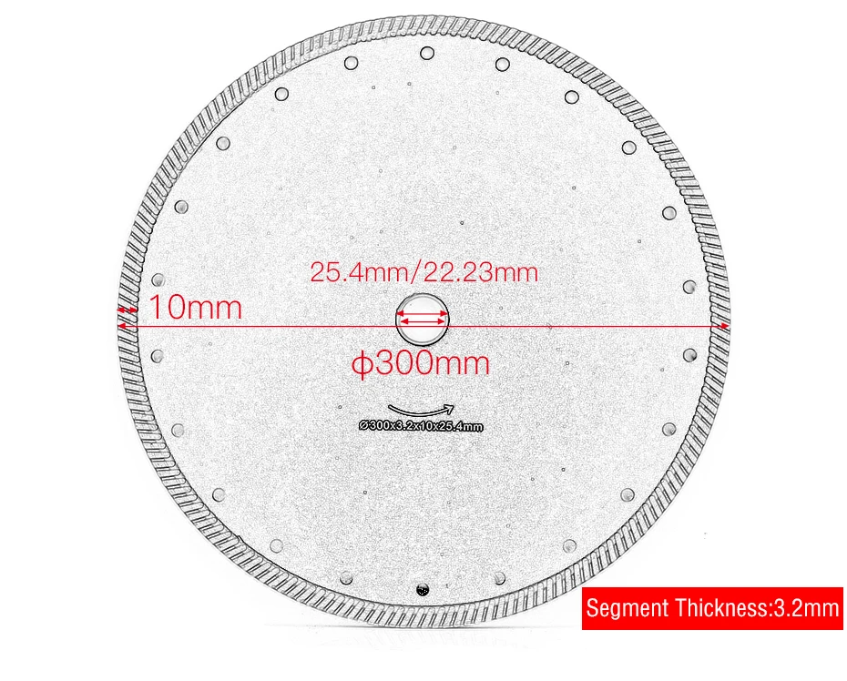300 мм (12 ") Горячая спеченные непрерывного обода turbo алмазные режущие лезвия для камня Пила диск