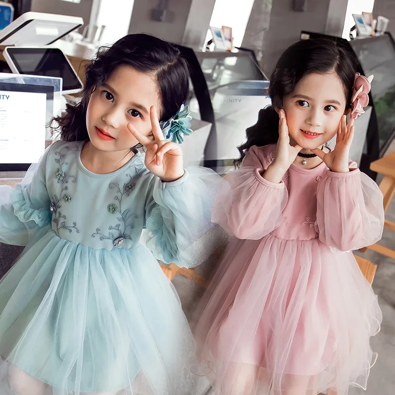

Baby Girl Party Dress Spring Autumn Girls Lace Dress Kids Children Clothing Long-sleeved Princess Dress Vestidos 2-13Y CA237