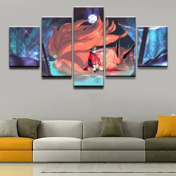 

Modular Framework Women Body Canvas Art Frame Painting 5 Panels Modern Kurama Naruto Uzumaki Decorative Pictures Bedroom Posters