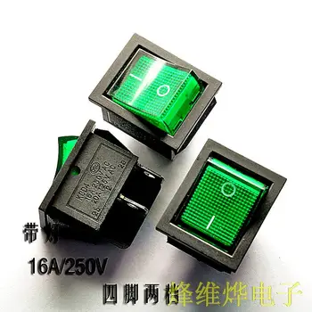 

Free shipping | large rocker switch KCD4-201 green 4 foot 2 stalls with lamp rocker switch 16A/250V 20