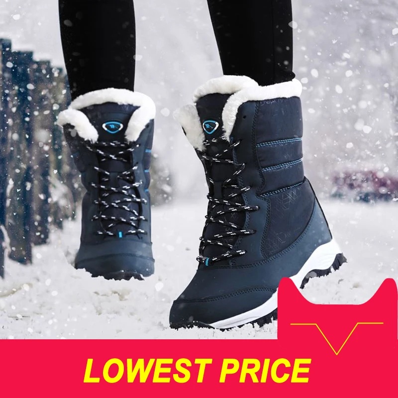 Femmes rouge Avec Épais De Plate Fourrure noir bleu Botas Imperméables Chaussures Neige Bottes Hiver Cheville White Antidérapantes Mujer Beige D'hiver forme nkOP80w