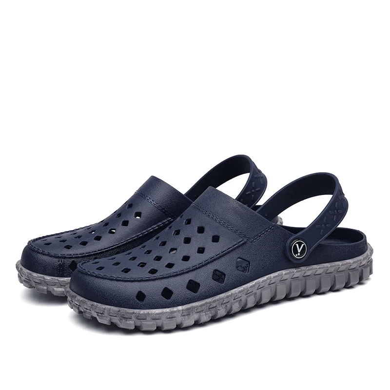 

2018 Summer Men's Beach Breathable Slippers PVC Fashion Garden Mule Clogs Shoes For Men Male Sandals 40-45