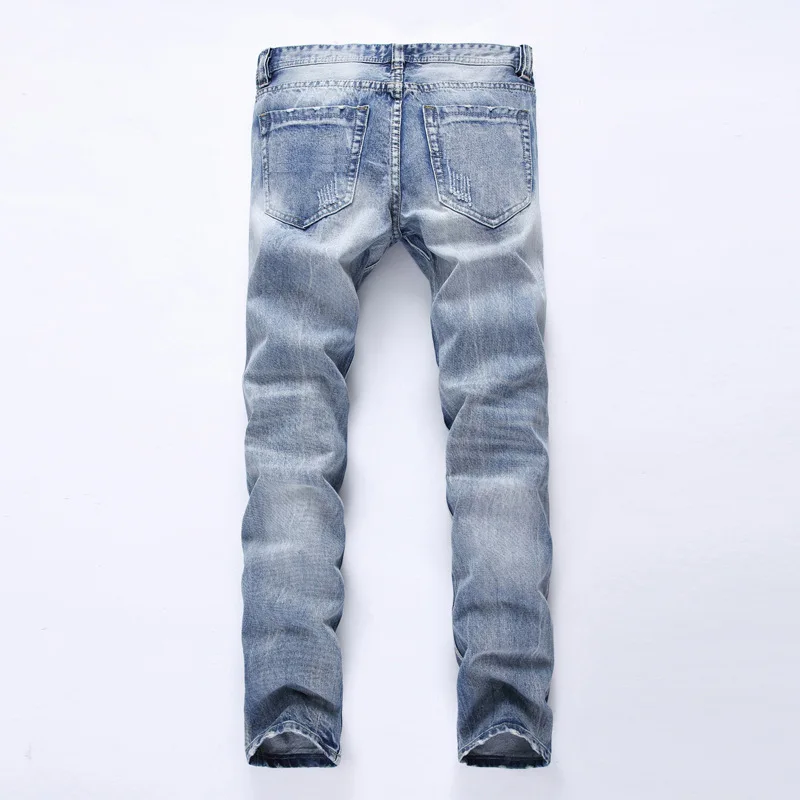 GMANCL Для мужчин новые модные рваные повреждение джинсы брюки Для мужчин уличной хип-хоп тонкий хлопок уничтожены прямые джинсовые штаны Большие размеры