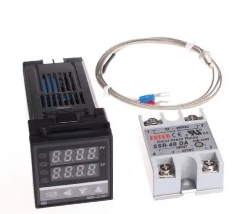 

1PCS Digital PID Temperature Controller Thermostat REX-C100 + Max.40A SSR Relay