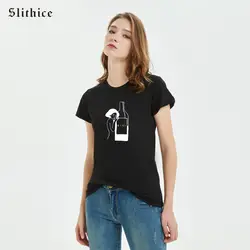 Slithice модная футболка с коротким рукавом с принтом винного вина Сексуальная футболка tumblr уличная женская футболка chemise femme