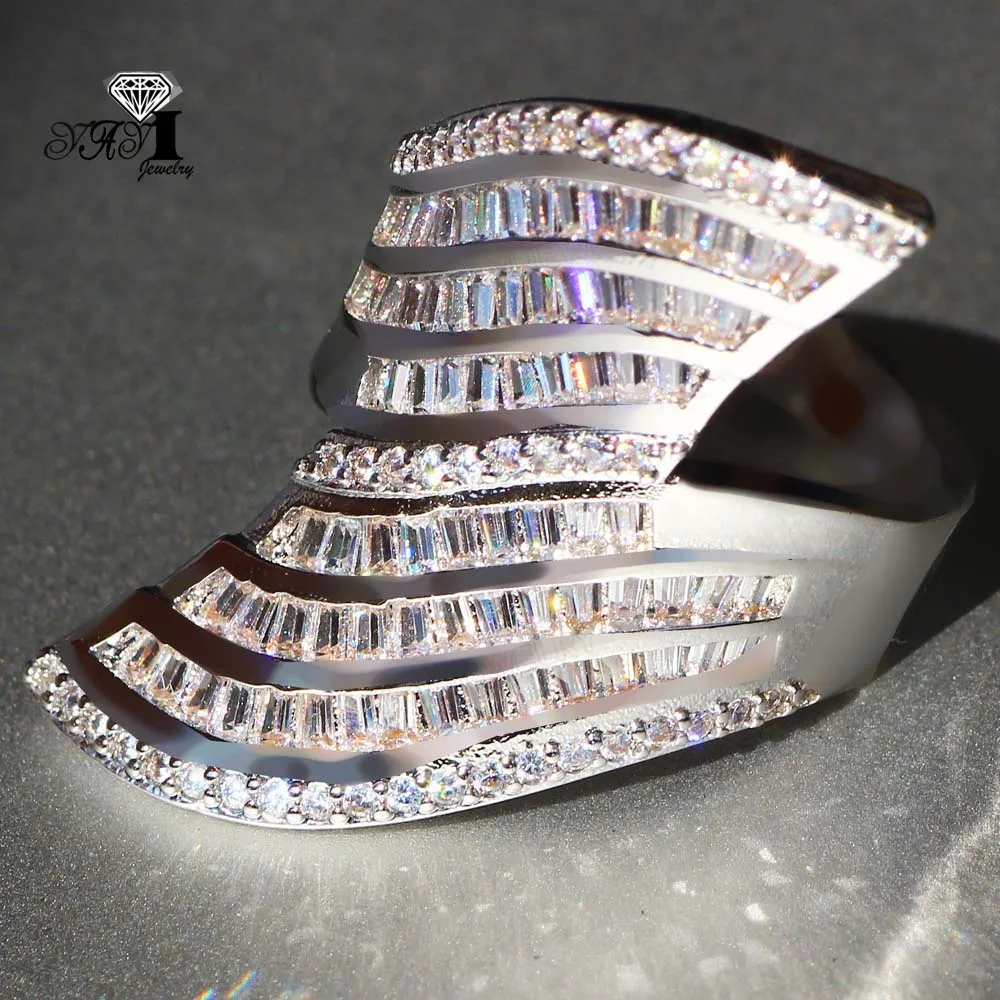 YaYI Jewelry Princess Cut 7.6 CT White Zircon Silver Color Engagement Rings wedding Heart Rings Girls Party Rings Gifts 869
