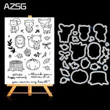 AZSG милые Мультяшные животные металлические Вырубные штампы и прозрачный штамп набор для скрапбукинга DIY Фотоальбом Decoretive тиснение Stencial
