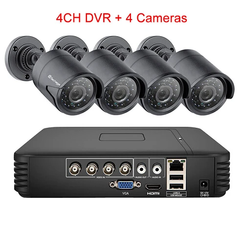 Techage 4CH 1080N AHD DVR CCTV система безопасности 1080 P 2.0MP ИК ночного видения комнатная наружная камера видео набор для наблюдения DIY Kit - Цвет: 4CH DVR 4 Cameras