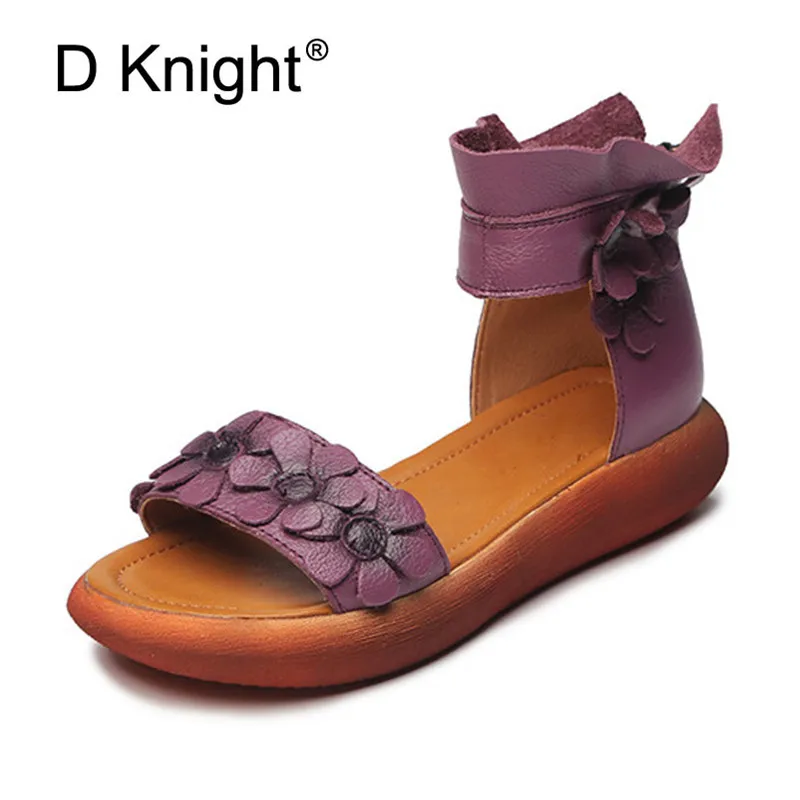 Plus Size Summer Women Sandals Vintage Flower Casual Wedges Heel Platform Shoes Roman Ankle Strap Cow Leather Sandal Women Shoes (3)