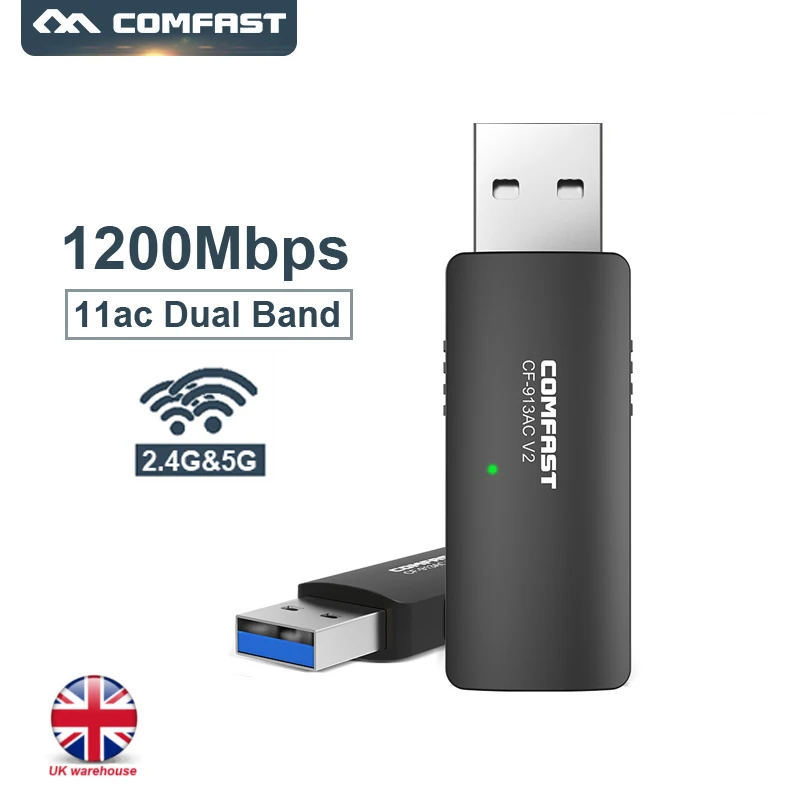 Comfast 913AC USB wifi 1200 Мбит/с 2,4G& 5G wifi адаптер 802.11AC Wi-Fi ключ/усилитель ethernet Сетевая карта wifi приемник сигнала