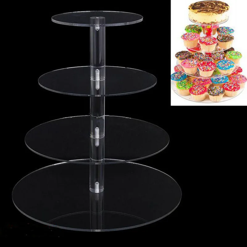 10pcs 4 Tier Acrylic Cake Stand Round Cup Cupcake Holder Wedding