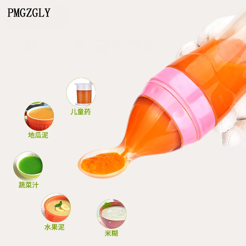 

120ml Safe Silicone Feeding Utensils For baby Spoon Bottle Toddler Feeding Dispensing Spoons BPA Free Utensils Rice Cereal