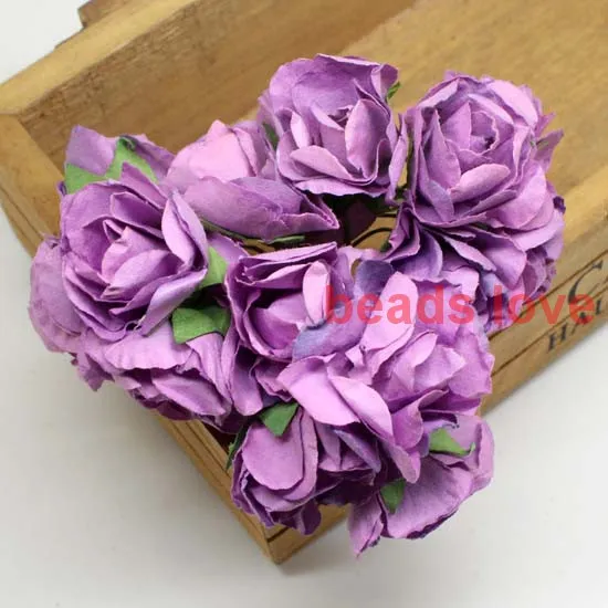 144pcs lot sale 3cm purple paper flower bouquet scrapbooking artificial rose flowers pick color w03292 in artificial dried flowers from home paper flower bouquets for sale