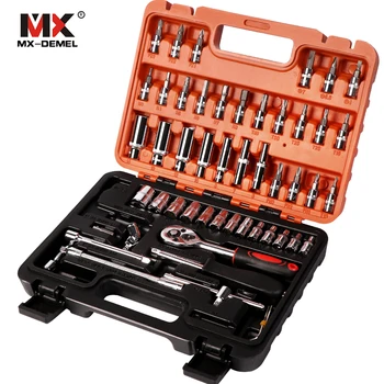MX-DEMEL 53 pcs Combination Tool Wrench Set Car Repair Tool Sets Batch Head Ratchet Pawl Socket Spanner Screwdriver Socket Set