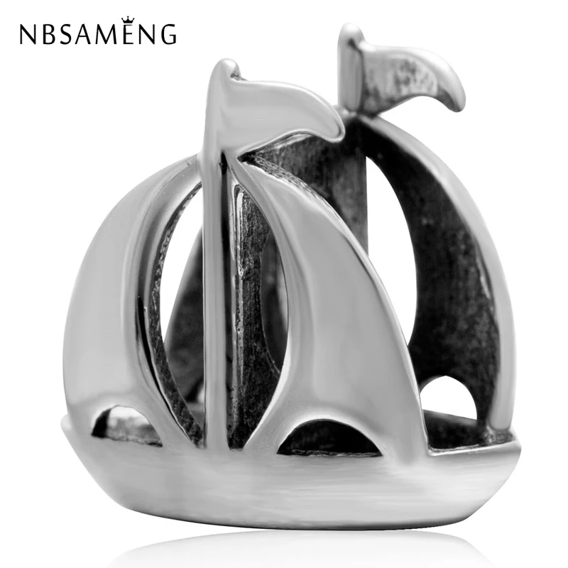 

NBSAMENG 100% 925 Sterling Silver Bead Charm Sailing Boat Charms Fit Original European Pandora Women Bracelet DIY Jewelry