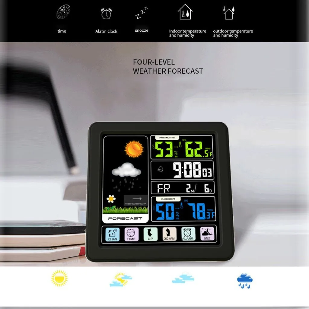 

Weather Clock Digital Display Clock With Time Projection Thermometer Humidity Clock Colorful LCD Alarm Calendar Weather