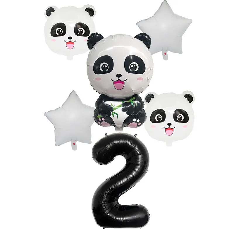 1 комплект животное панда из мультфильма звезда 32 дюйма черный номер фольги воздушный шар Дети День Рождения Вечеринка ребенок душ