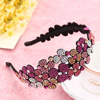 

Korean Japanese New Simple Exquisite Flowers HairBands Girl Women Fashion Shiny Australia Rhinestone Headdress Hair Accessories