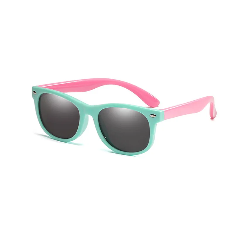 С сумкой детская поляризованных солнцезащитных очков TR90 гибкая рама солнцезащитные очки UV400 детские, для малышей для мальчиков и девочек, для младенцев, аксессуары для глаз, солнцезащитные очки - Цвет линз: R01 C1
