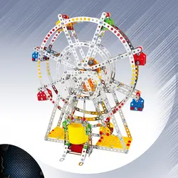3D головоломки DIY Металлические строительный блок колесо обозрения модель здания с металлических балок и винты огни и музыка