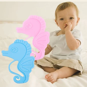 

New Baby Teether Food Grade Soft Silicone Teething Toys Kids Sea Horse Shaped Chewing Toy Pendant Nursing Necklace Teethers