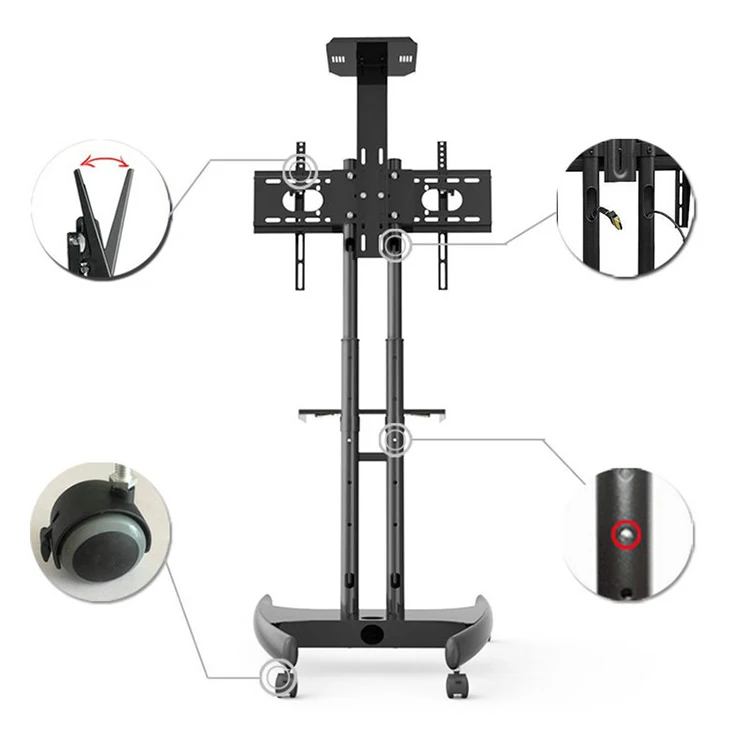 Mobile-TV-Cart-Floor-Stand-with-Adjustble-shelf-and-Mount-for-32-to-60inch-up-165lbs (2)