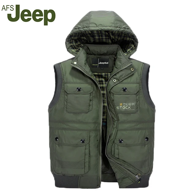 AFS JEEP 2016 Autumn and winter new men leisure vest men's cotton hooded warm vest Thick down