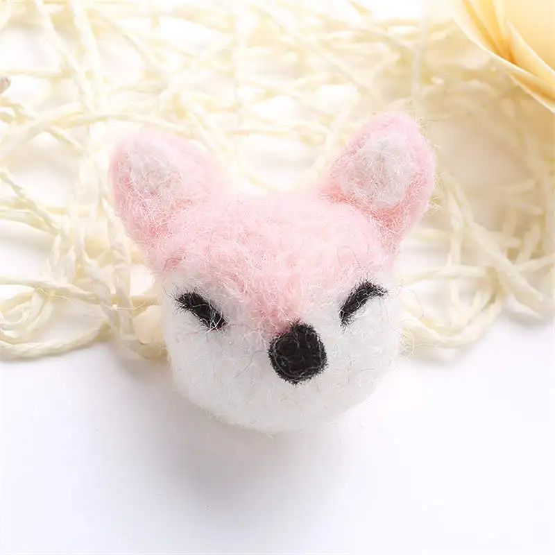 

1PC Cute Fox Animal Wool Felt DIY Craft Poke DIY Kits Multiuse Christmas Tree Decorations Brooch Children Hair Band Pink Fuchsia