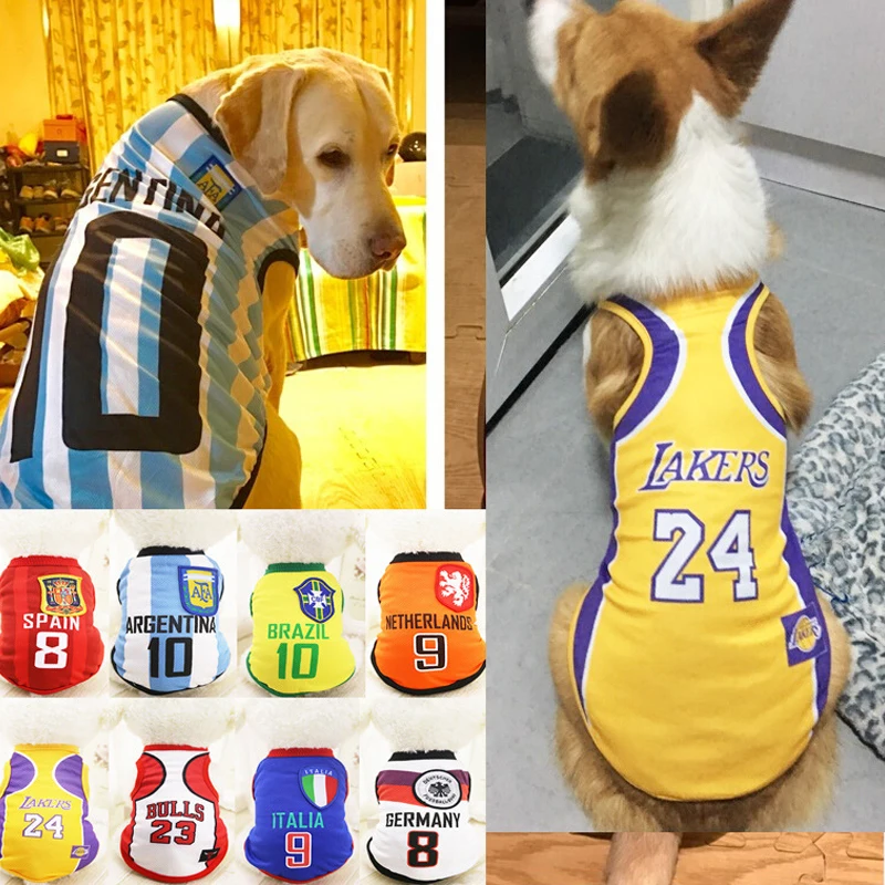 Pet Clothes for Big Dog Basketball Football Dog Vest Breathable Golden Mesh Vest Jersey Soccer Football 3XL-6XL